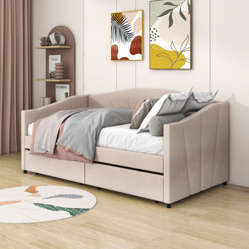 Lit de jour rembourré Oniya, Beige