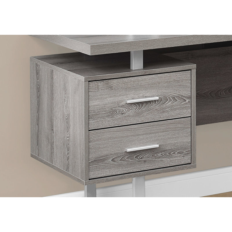 Computer Desk, Home Office, Corner, Storage Drawers, 70"L, L Shape, Work, Laptop, Metal, Dark Taupe/Silver