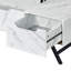 Table basse Throm blanche avec faux grain de marbre et plateau relevable
