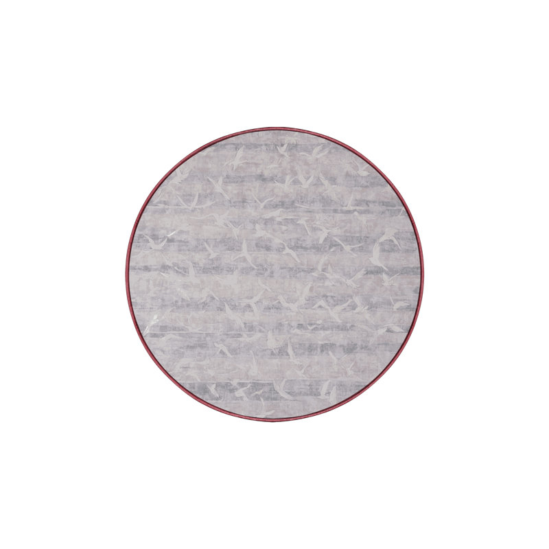 Tapis beige lavable à la machine, Rond 7 pi