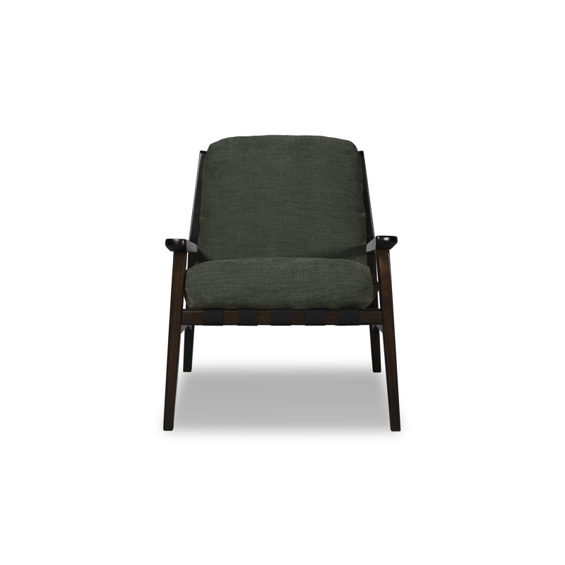Mid Century Solid Wood Lounge Chair, Beechwood, Tapioca Premium Boucle