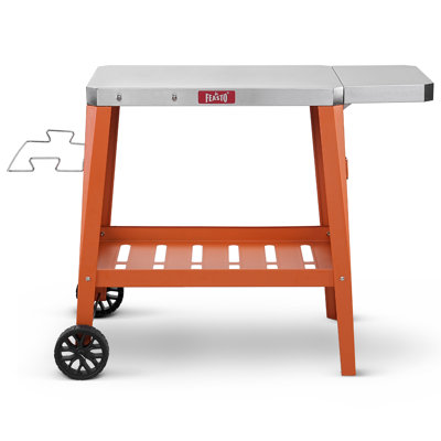 Feasto 37.5"W x20"D Stainless Steel Kitchen Cart Table with Wheels, Movable Pizza Oven Table with Foldable Side Table by Feasto