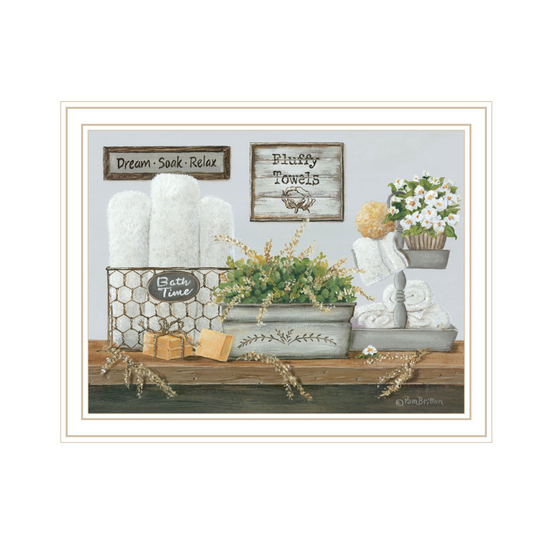 Fluffy Towels White Framed Print Wall Art