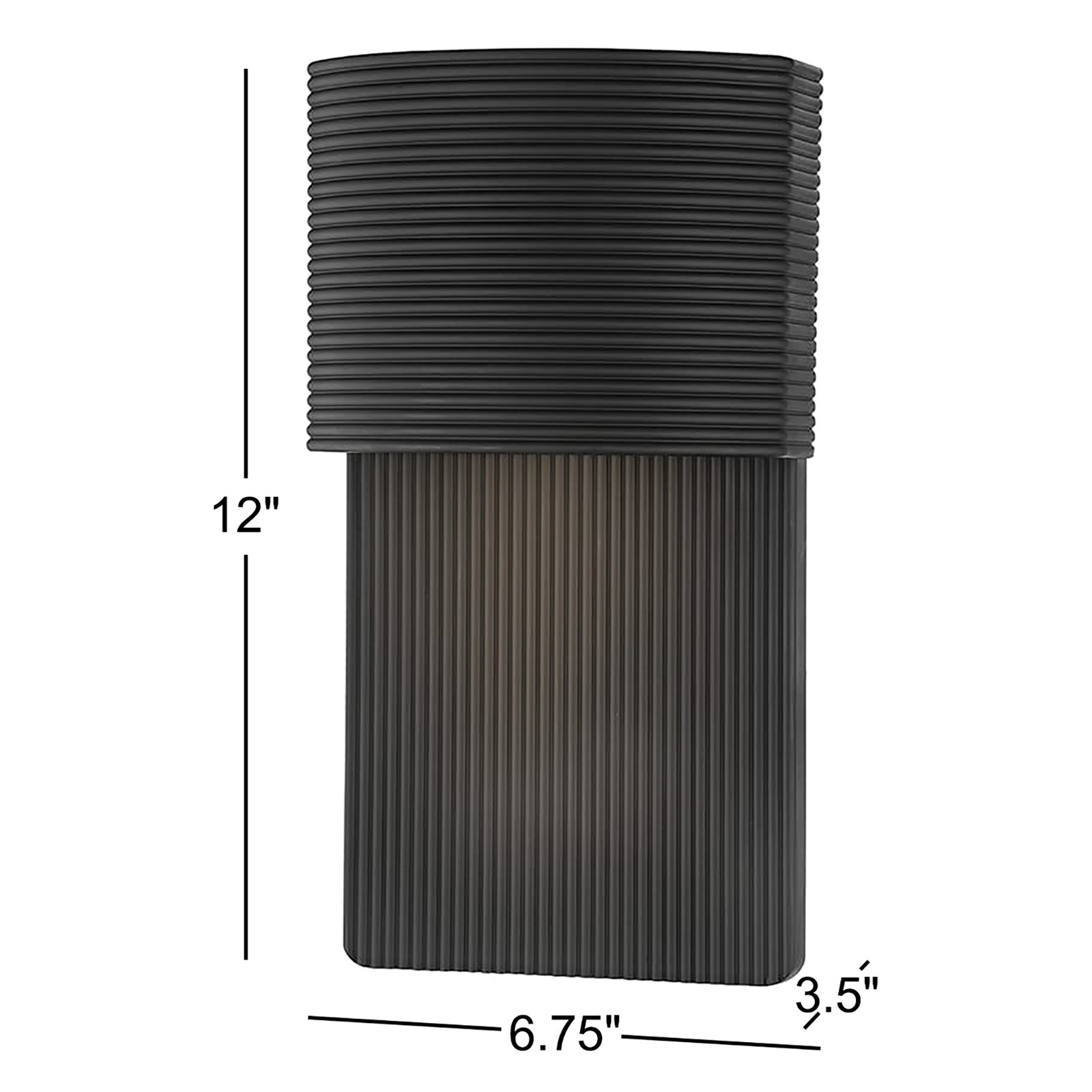 Tempe 1 Light Wall Sconce, 12" H x 6.75" W x 3.5" D, Black