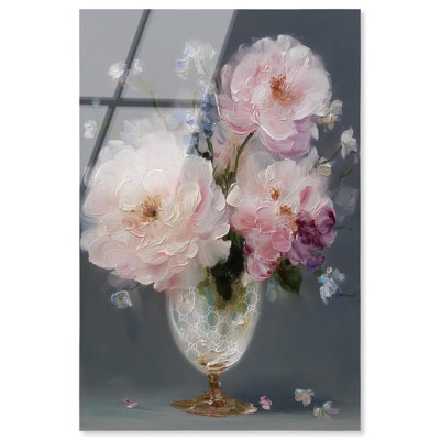«Gentle Floral» sur fond gris, reproduction d'art sur toile par Art Remedy