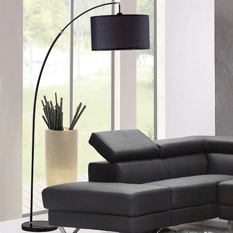 86" Tall Metal Floor Arc Lamp, Black, Black