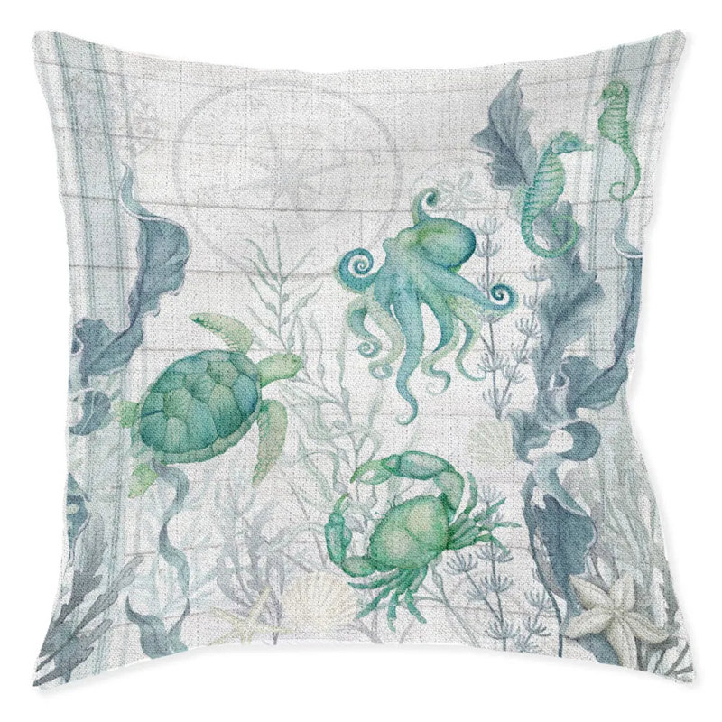  Oreiller décoratif tissé pour la plage Beach Friends par Laural Home