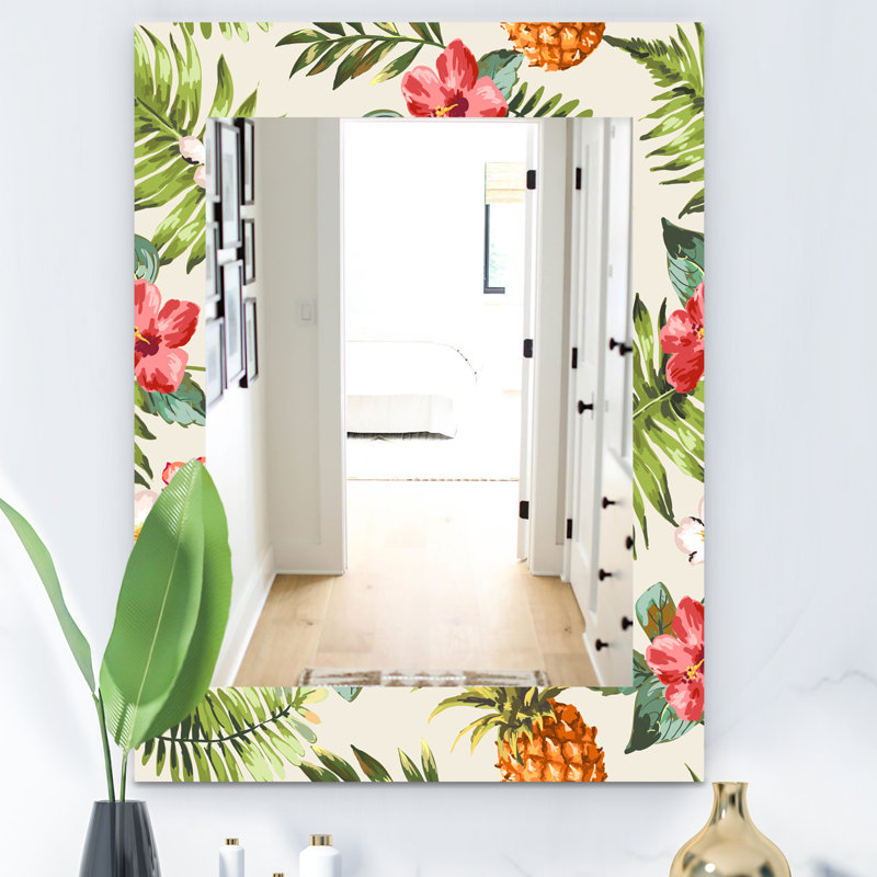 Miroir mural à 7 bohémien et éclectique tropical ambiance, H 39,4 po x l 29,5 po