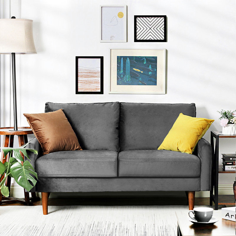 Causeuse Hessville, Velours gris