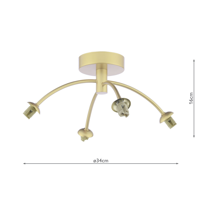 IZZY 4LT SEMI FLUSH PAINTED FRAME ONLY, Matt Gold
