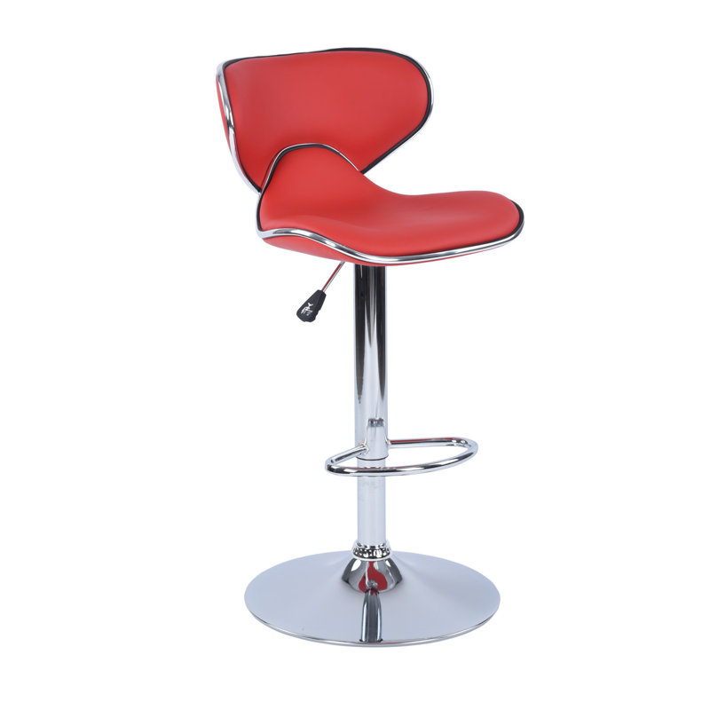 Hoke Swivel Upholstered Counter Stool with Metal Frame, Red