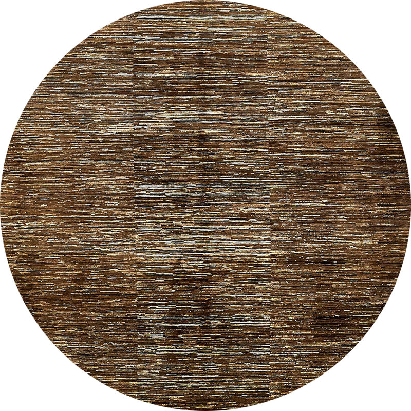 Tapis brun foncé à motif abstrait, Rond 6 pi