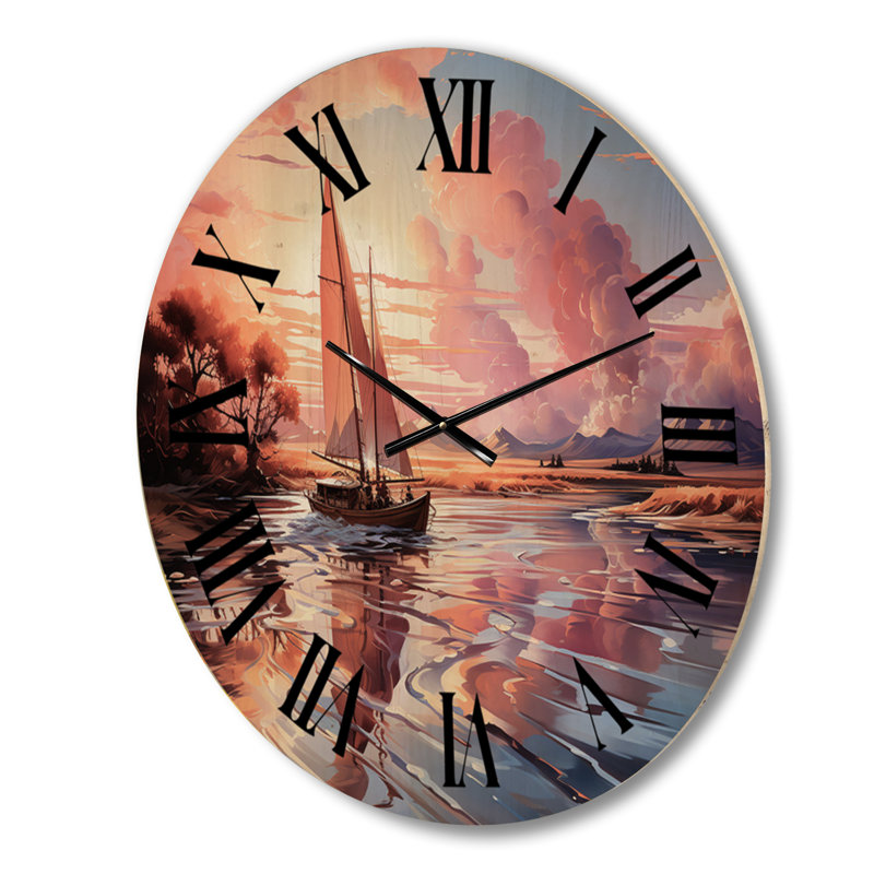 Horloge murale Clouds Whimsical Wanderers - Nautical & Beach, Grand