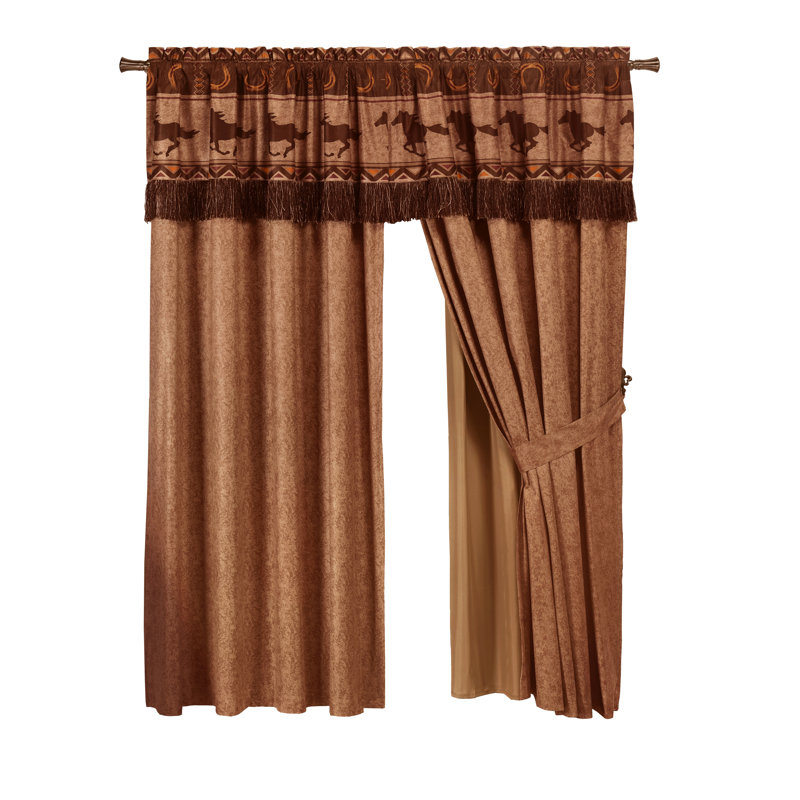 Semi Sheer Curtain Pair, Russet Brown