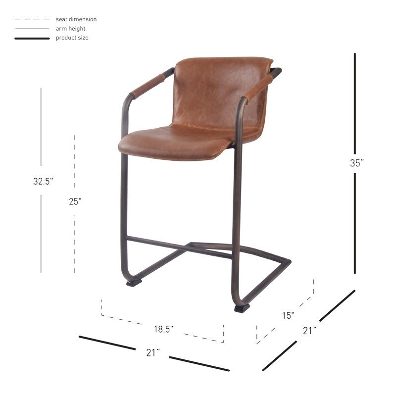 Nielsville Bar & Counter Stool, Gold, Antique Cigar Brown, Counter Stool (25.5" Seat Height)