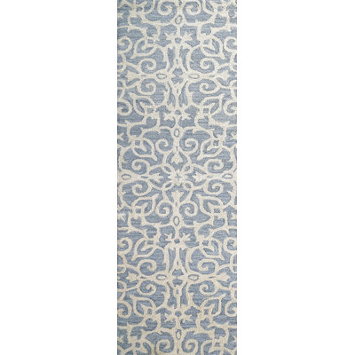 Tapis bleu en laine fait main Galen