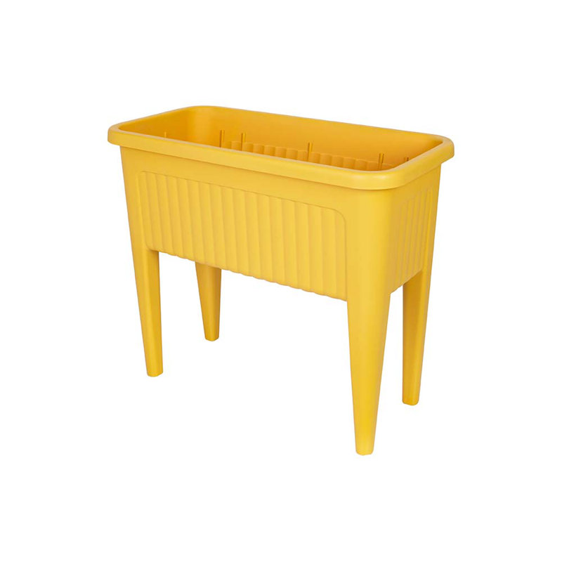 Provence Raised Resin Garden Bed and Stool 4 pc Set, Yellow