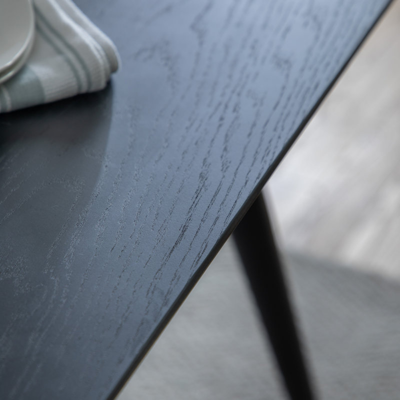 Alec Walnut Metal Base Dining Table, Black