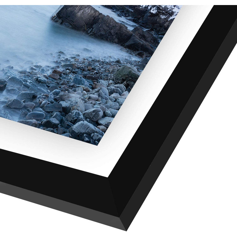 Floating Picture Frame With Polished Glass For Hanging And Tabletop Horizontal And Vertical Format, 8" x 10", Black