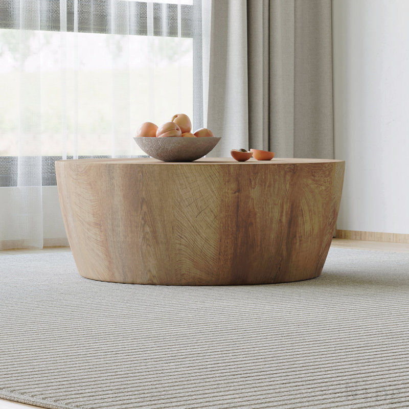 (Nouveau) Table basse ronde en forme de tambour avec support amovible pour rehausser la hauteur, finition imitation bois (MDF) - 29,5 cm H, 75 cm L, 75 cm P