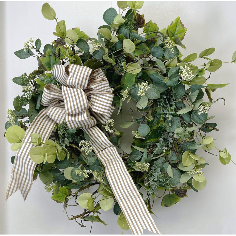 Couronne de printemps 24 "faite à la main avec baies d'eucalyptus pour porte d'entrée