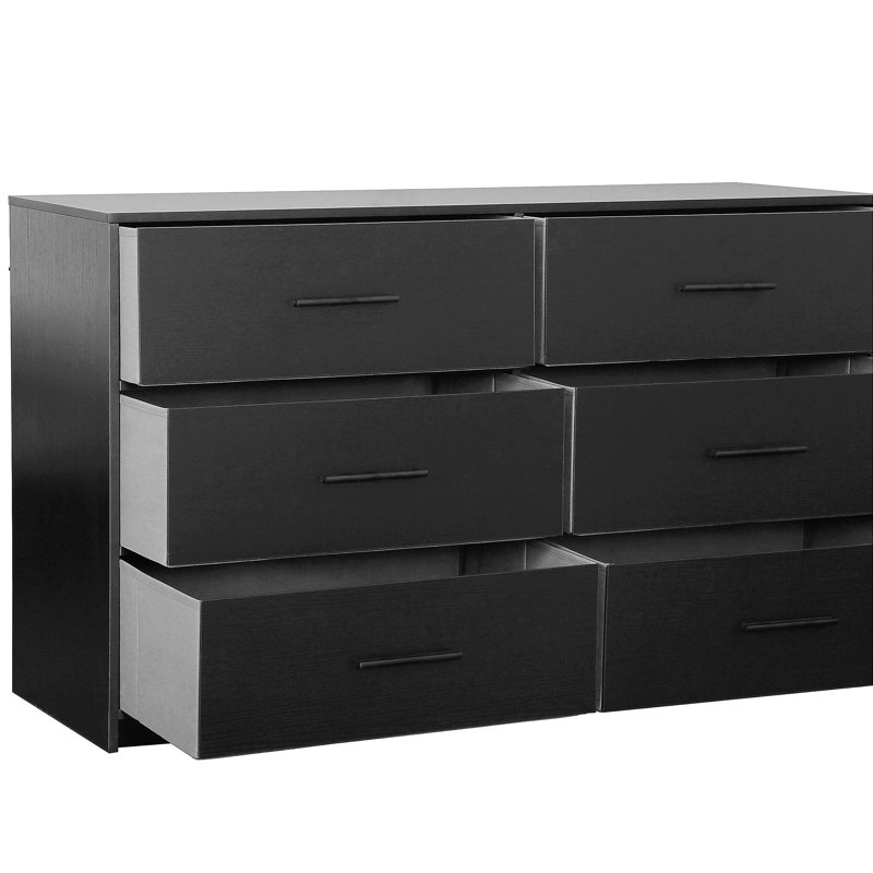Commode 6 tiroirs avec grands tiroirs en tissu, noir, Noir