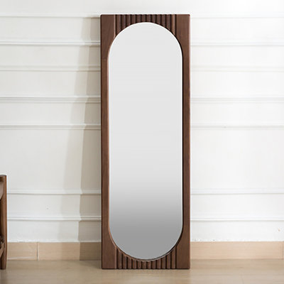 Retro North American Black Walnut Wood Wall-Mounted Full-Length Mirror