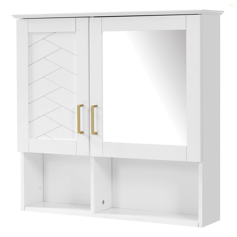Armoire de toilette 2 en 1, armoire à pharmacie murale de 30 pouces avec tablettes réglables et portes à fermeture douce, miroir haute définition avec rangement pour meuble-lavabo de salle de bain