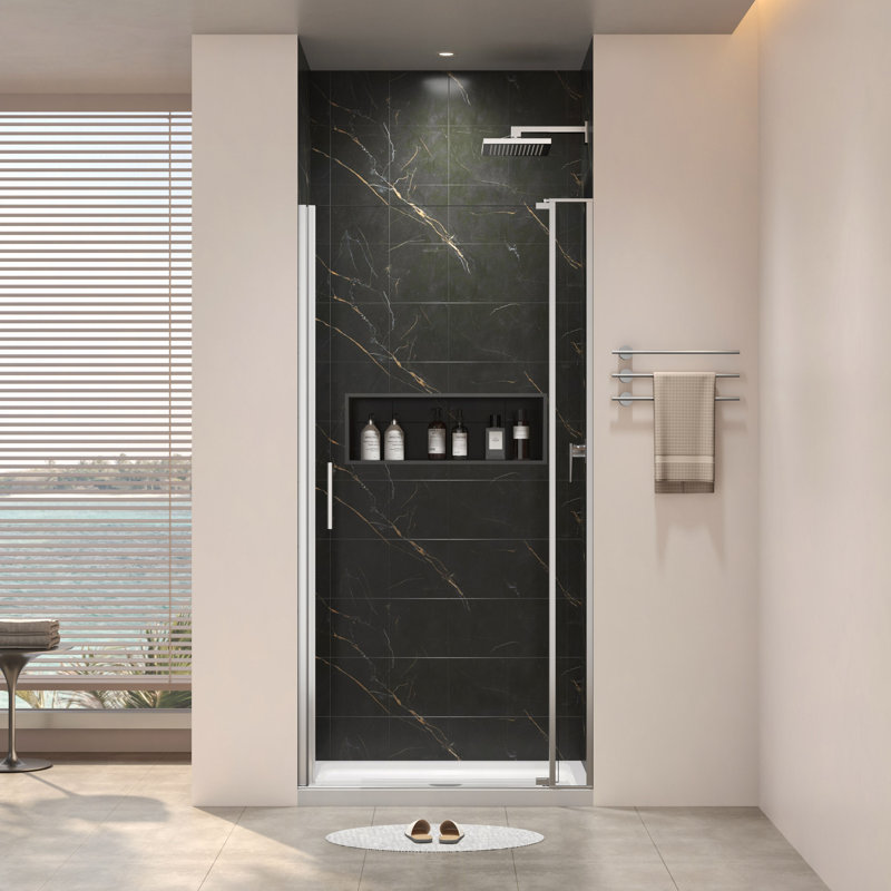 Porte de douche universelle ouverte à gauche et à droite de l 28 à 32 po x H 72 po, ouverte à l'extérieur, avec verre trempé de 1/4 po et 5/16 po
