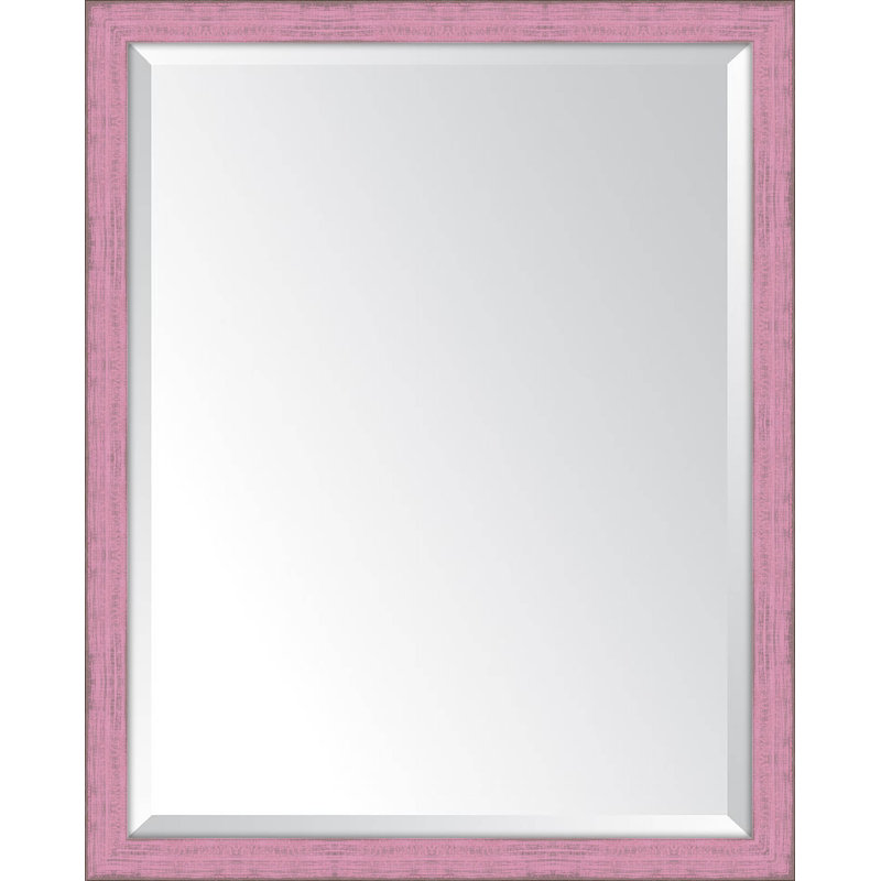 Broadway Wood Flat Wall Mirror, 31" H x 25" W, Pink