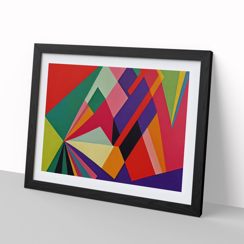 XH1022-8680X Suprematism Art Abstract Vol.4 - Single Picture Frame Painting, Black, 46cm H x 64cm W x 2cm D