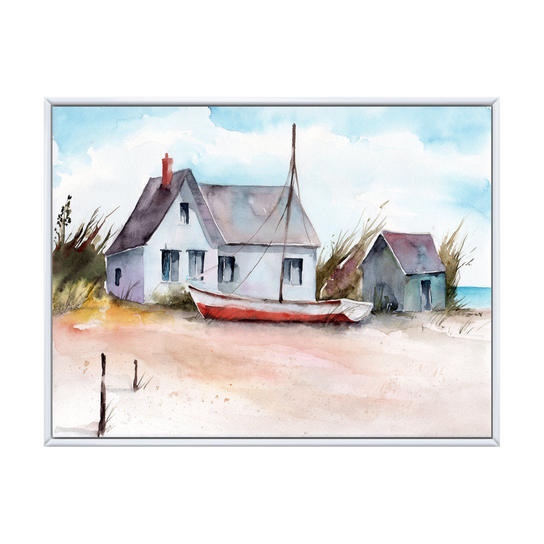 " House With Little Boat On A Beach I " East Urban Home 