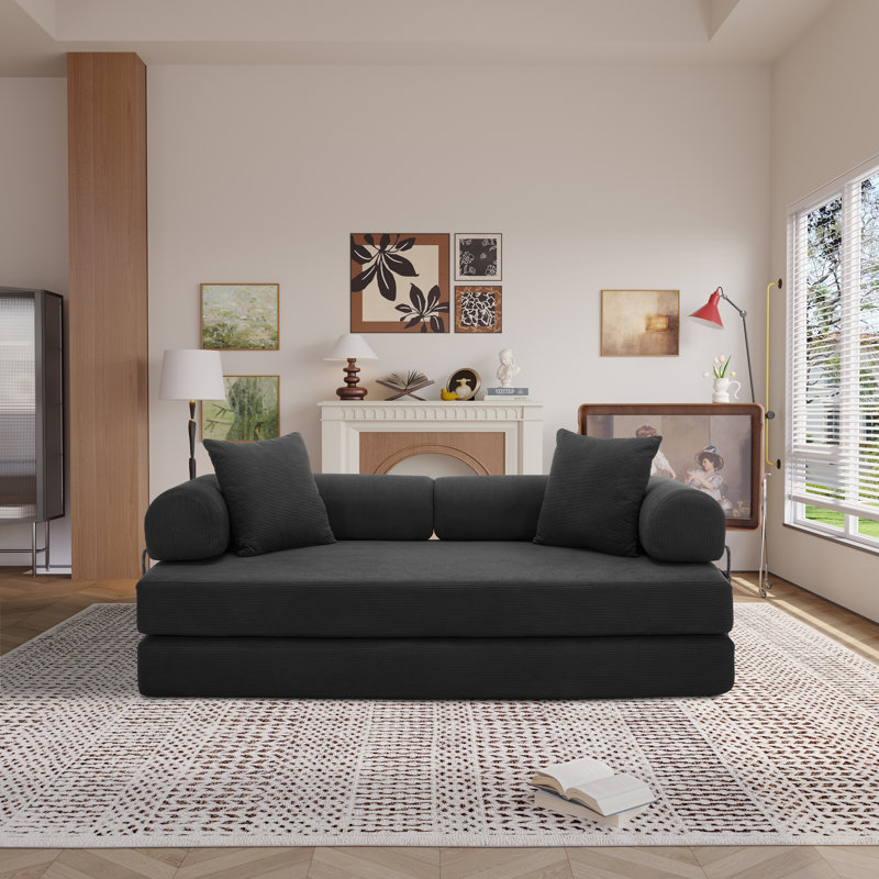 Canapé-lit convertible 3 places à compression, conception modulaire et modulaire flexible, Noir