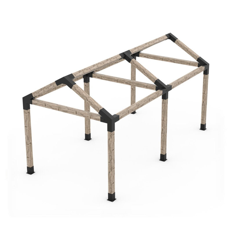 Ensemble de pergola double Toja Grid 30 pour poteaux en bois 6X6, H 177,72 po x l 322,56 po x P 177 po