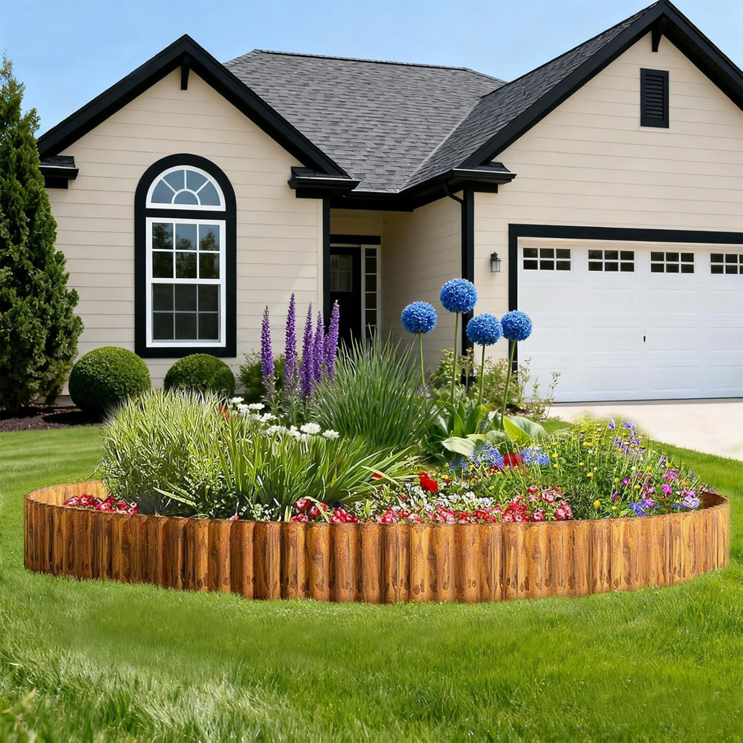 Corrugated Metal Garden Edging, 6"×50Ft Metal Garden Edging Border, Landscape Paver Edge for DIY Flower Bed, Lawn Garden Fence Driveway Walkway Raised