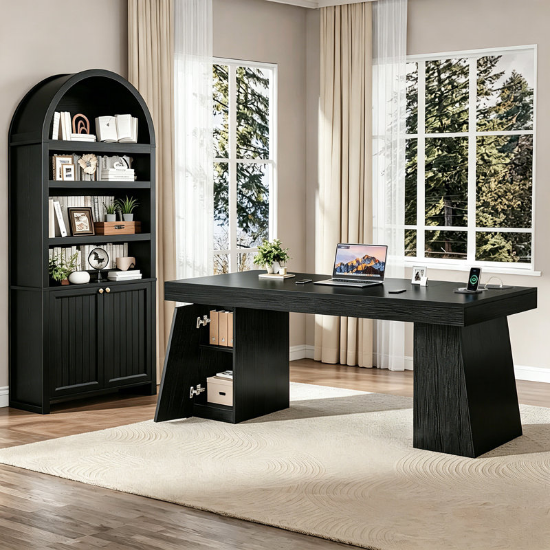 Ensemble de bureau 2 pièces, bureau de direction et bibliothèques 55,9 po