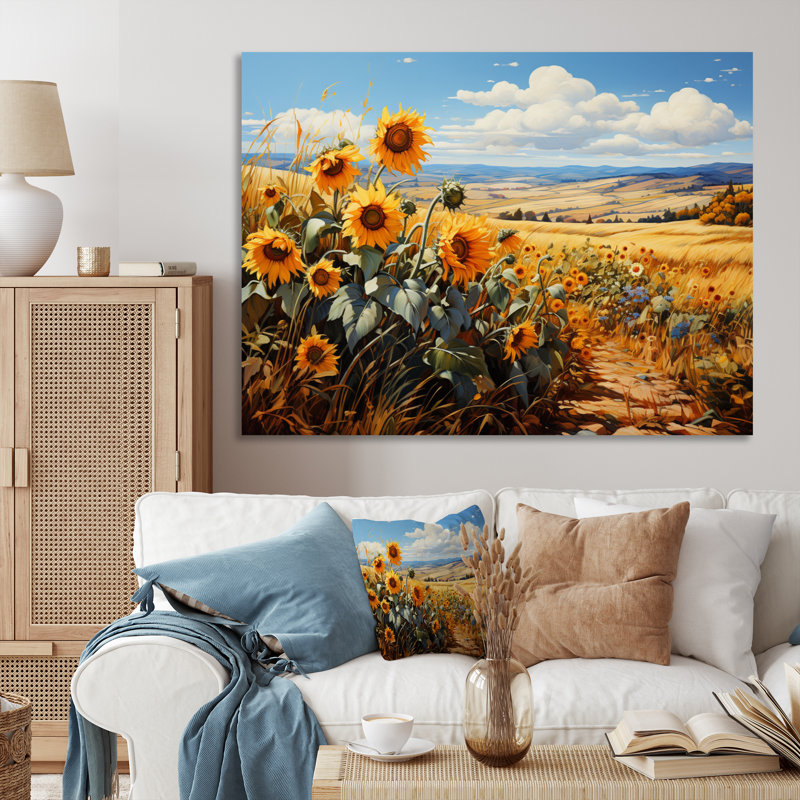 Champ de tournesols français Blayson - charme II, H 16 po x l 32 po x P 1 po, Toile tendue