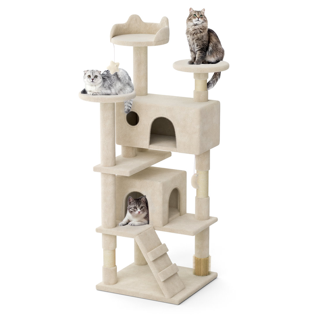 Drina 54.5'' Cat Tree Tower Multi-Level Cat Condo with Scratching Posts, Ideal for Kittens and Small Cats Tucker Murphy Pet™ 
