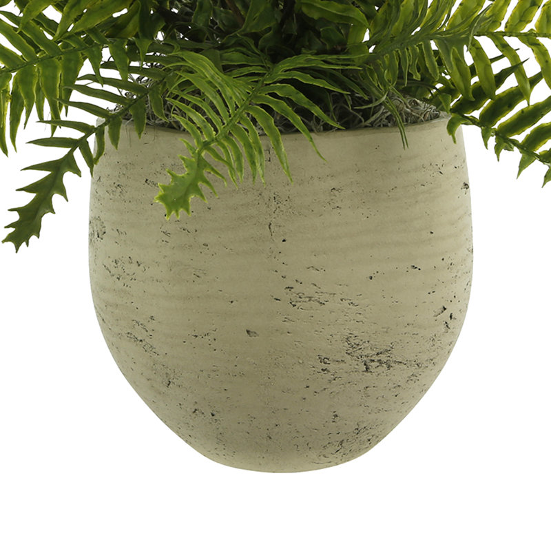 Outdoor UV-Rated Fern in Fiberstone Pot, Gray