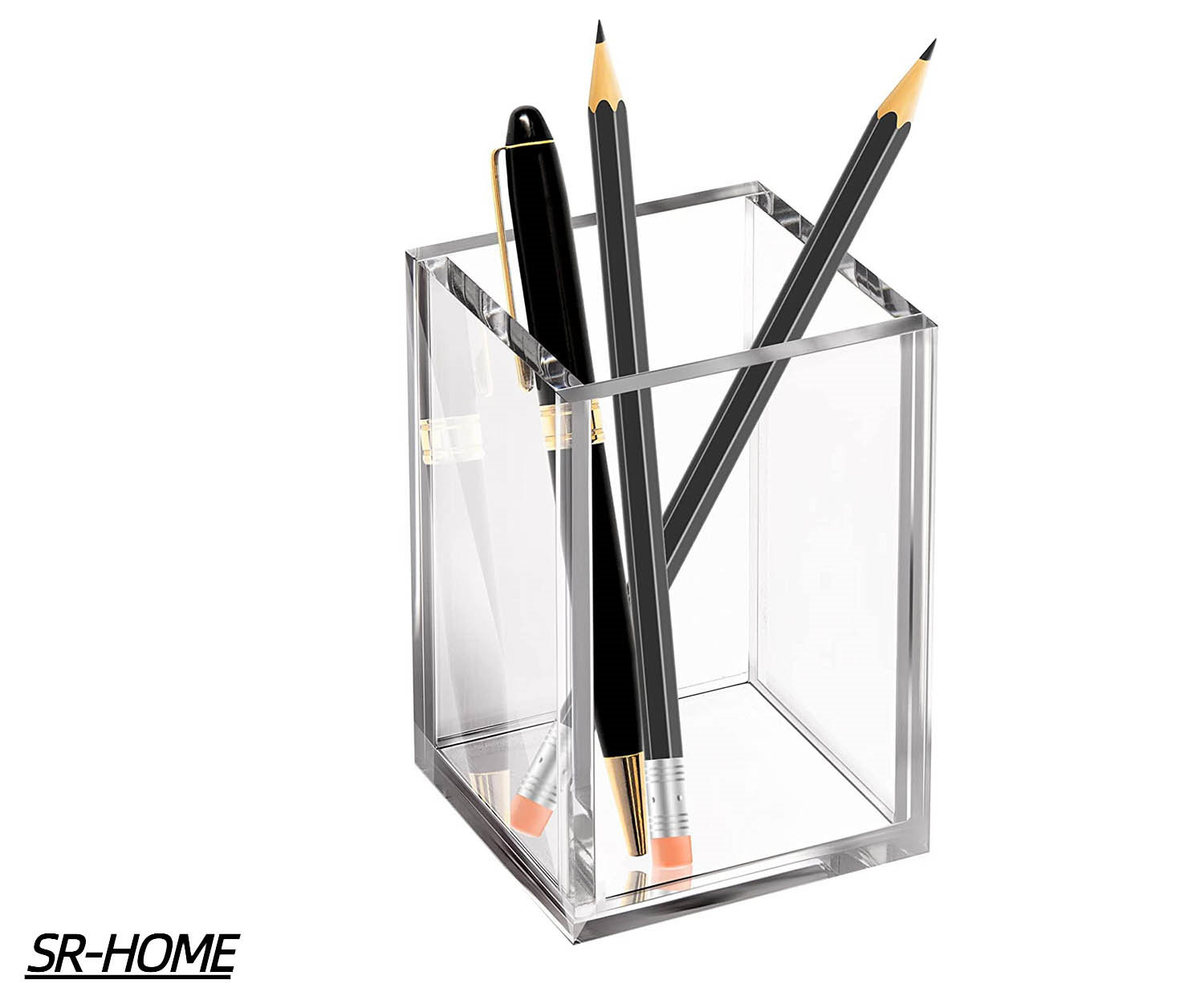 Kantek Clear Acrylic Pen Holder, 2.75-inch x 2.75-inch x 4-inch