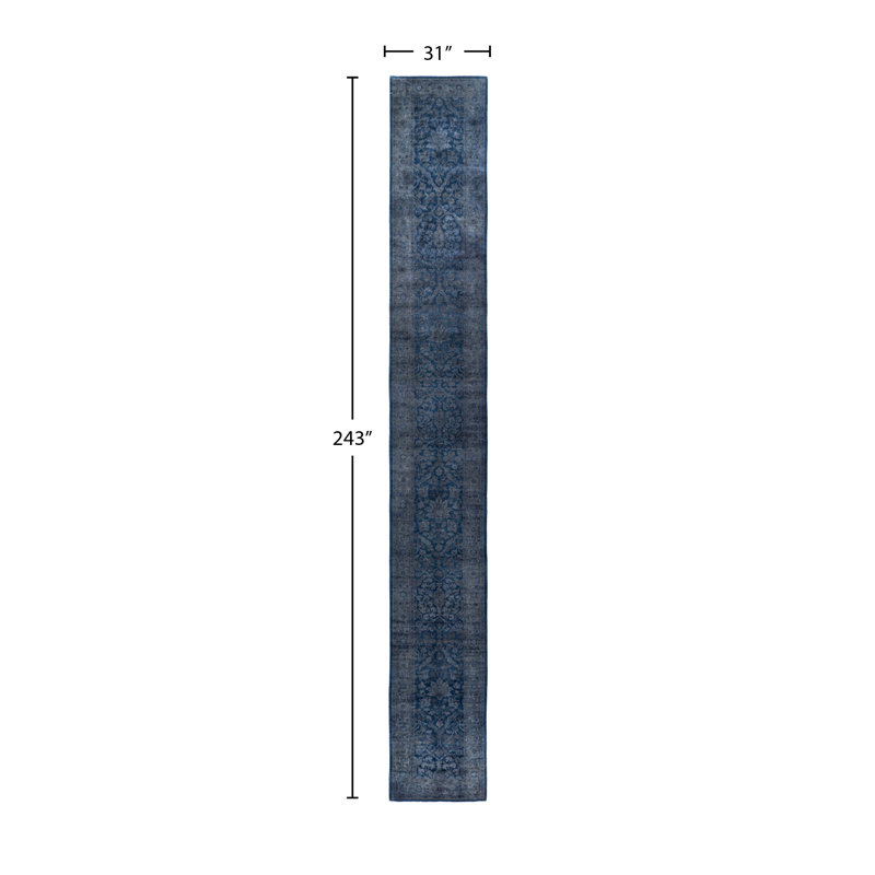 Overdyed One-of-a-Kind 2' 7" X 20' 3" Hand Knotted Area Rug