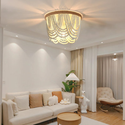 Wooden Bead Pendant Light