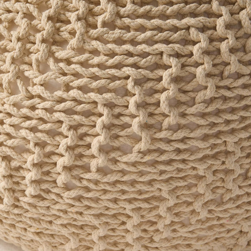 Pouf Modern Asian House - tissé en tricot de coton, 20 po x 20 po x 14 po