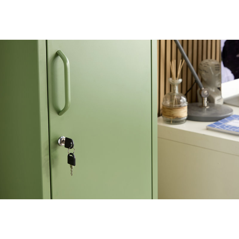 Farranshane Metal Locker Industrial Retro Tall Slim Storage Shoe Chest Rack, Olive Green
