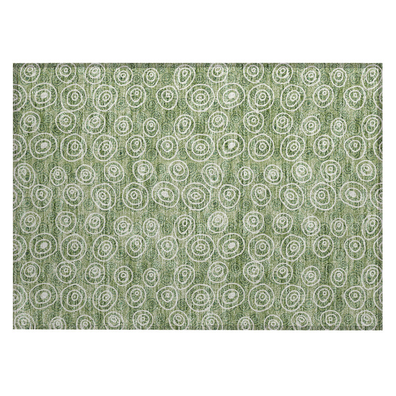 Washable Geometric Indoor / Outdoor Rug, Rectangle 1'8" x 2'6"