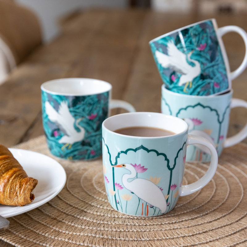 Exotic Crane 4 Piece Mug Set