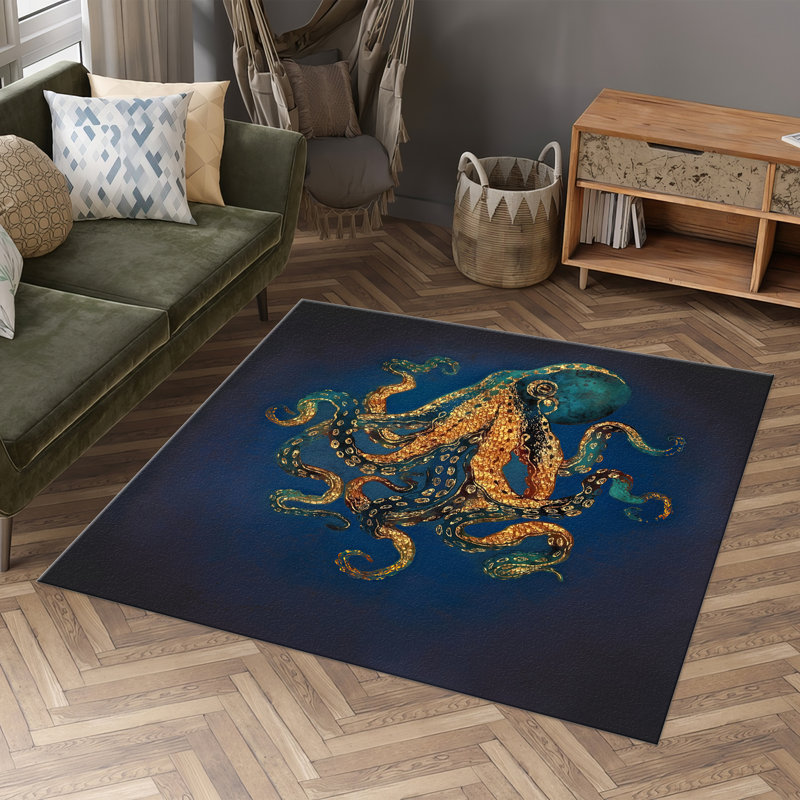 Floral Pattern Soft Non-Woven Printed Rug Perfect for Enhancing Your Living Room or Bedroom Decor, Square 28''
