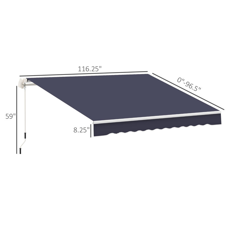 Auvent rétractable 8 ', H 59 po x l 116,2 po x P 96,5 po, Bleu