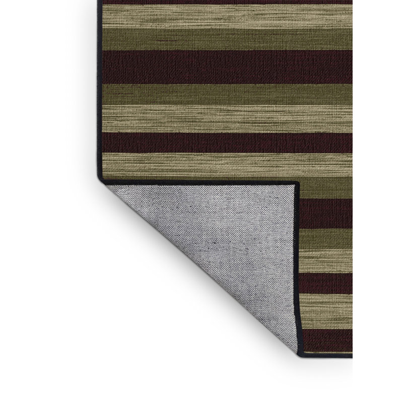 Tapis noir à rayures horizontales lavable à la machine, Rectangle 6 pi x 9 pi