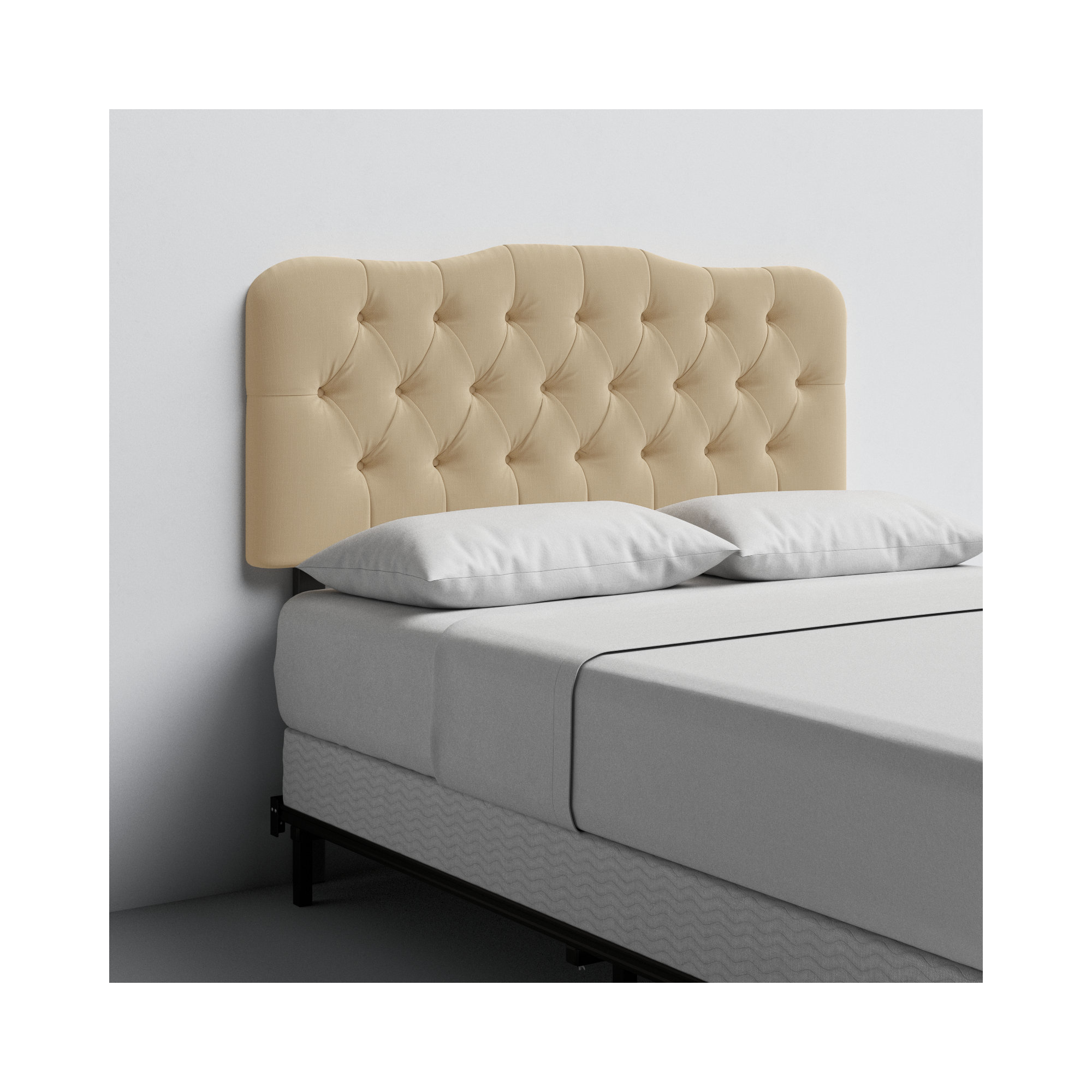 Rodan Upholstered Headboard, Classic Sandstone Linen, Queen